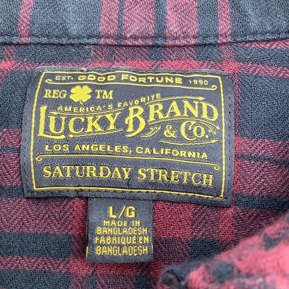 Lucky Brand Mens Saturday Stretch Long Sleeve Button Up Flannel Shirt Size Large - Picture 4 of 7